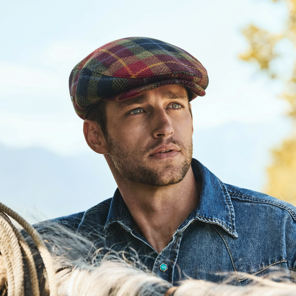 Tartan Harris tweed Flat Cap by Bullantic