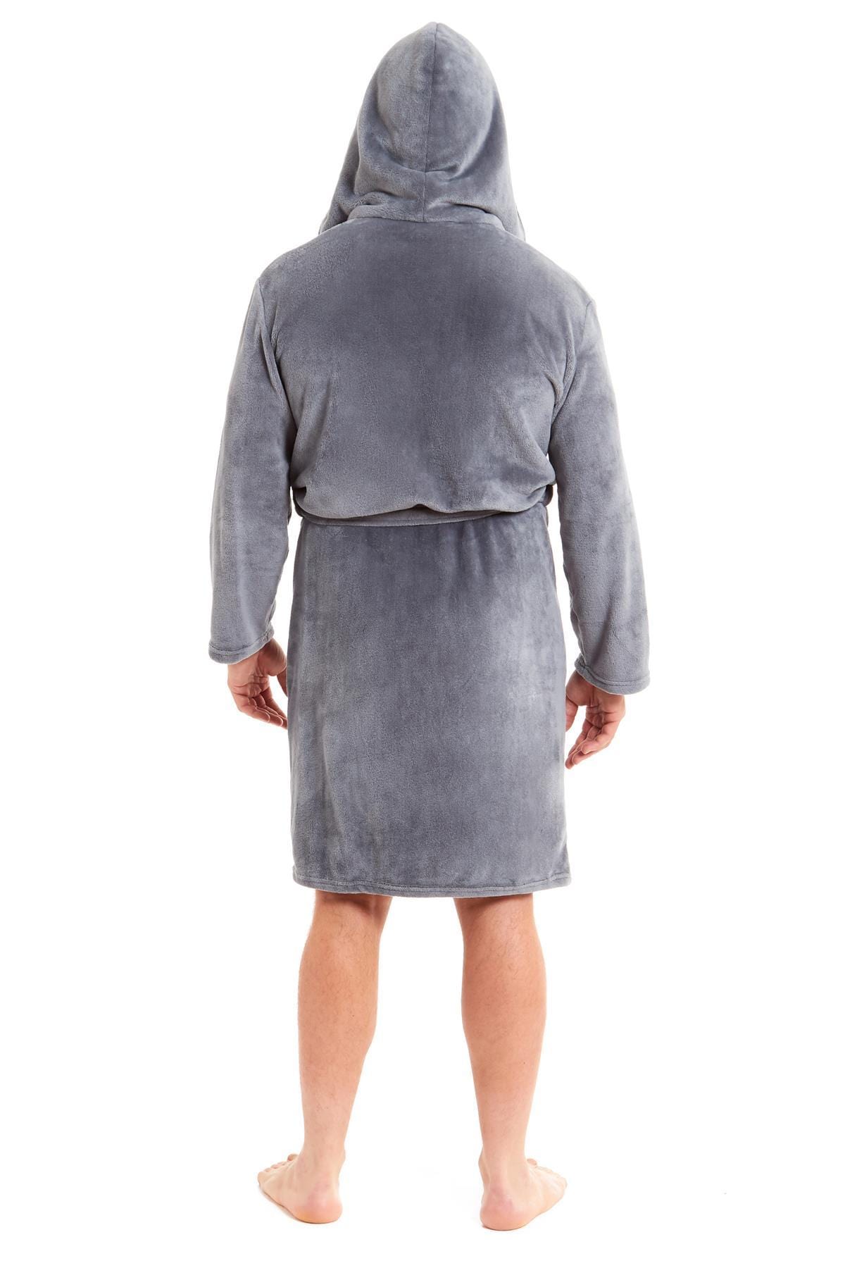 Hooded Ultra-Absorbing Plush Flannel Bathrobe for Men Soft Fleece Warm Dressing Gown by Daisy Dreamer