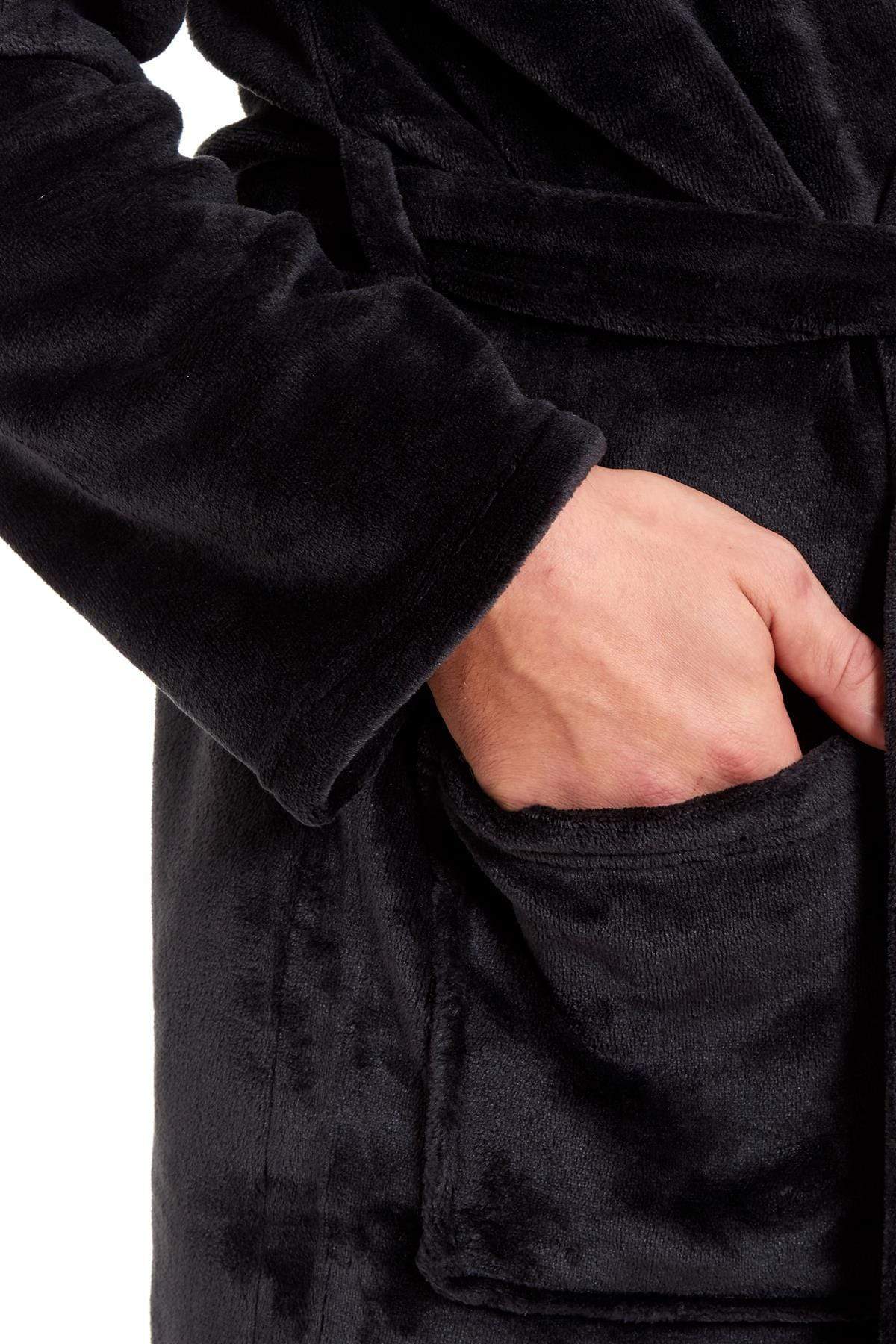 Hooded Ultra-Absorbing Plush Flannel Bathrobe for Men Soft Fleece Warm Dressing Gown by Daisy Dreamer