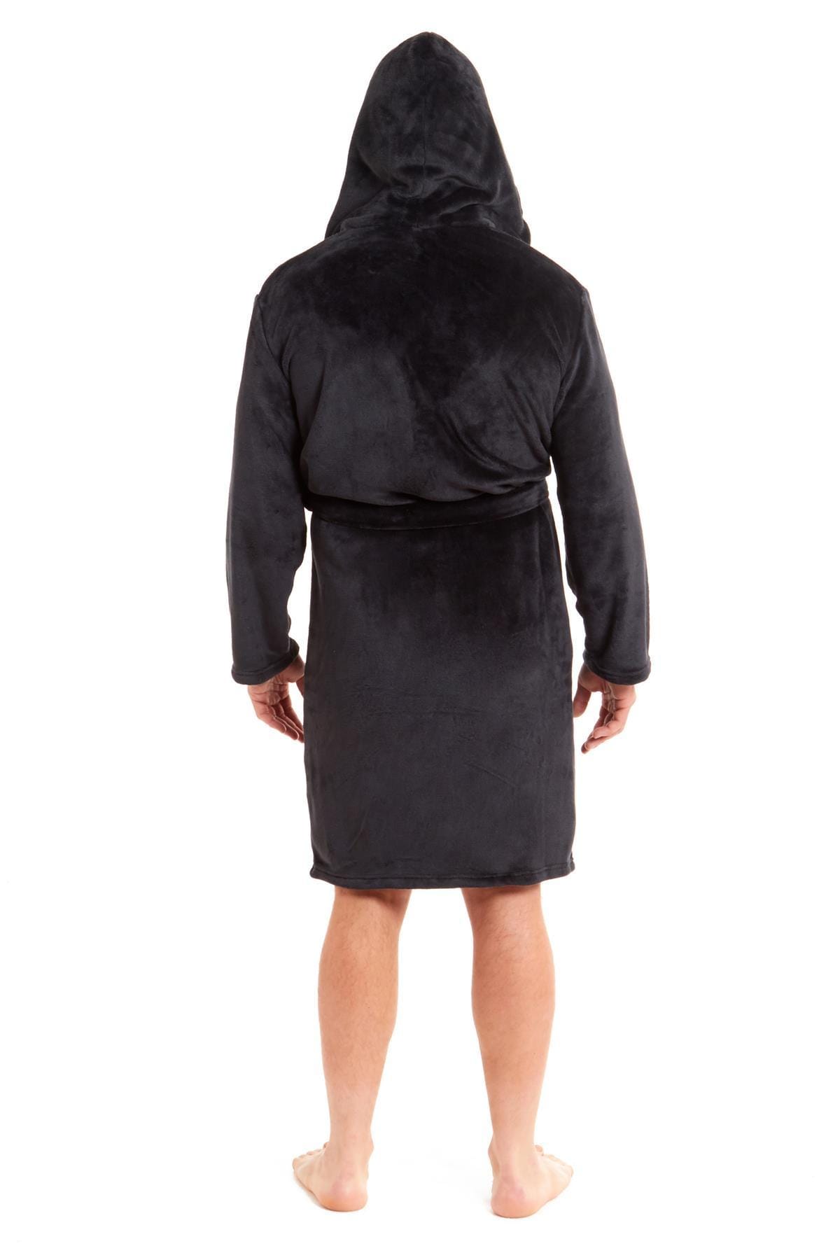 Hooded Ultra-Absorbing Plush Flannel Bathrobe for Men Soft Fleece Warm Dressing Gown by Daisy Dreamer