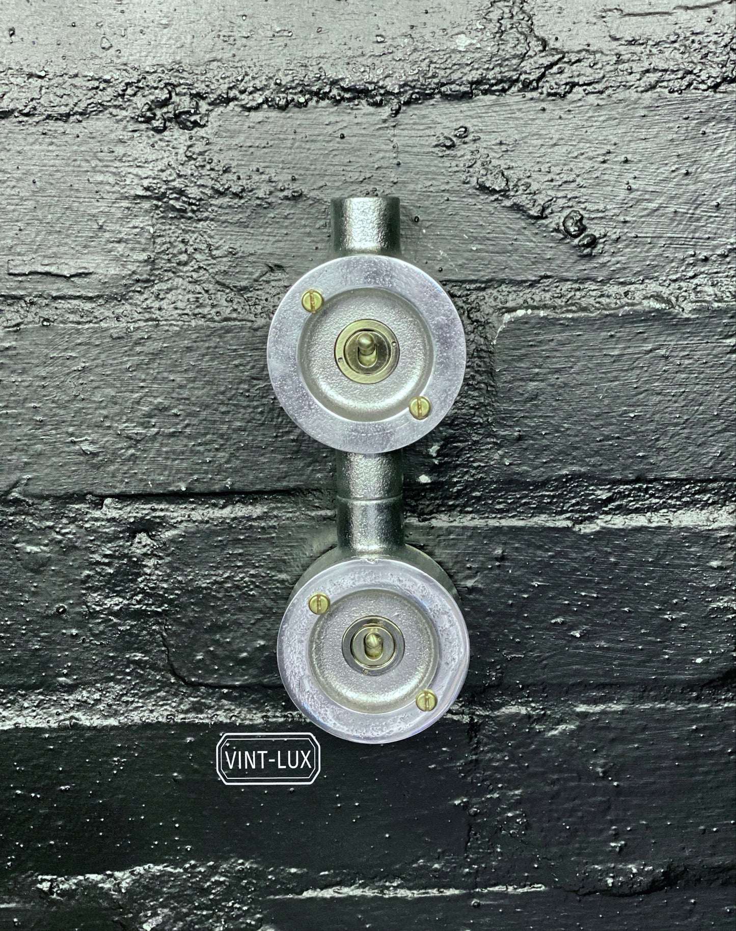 Double Gang Solid Cast Conduit Metal Light Switch Industrial 2 Way by Vintage-Electrical