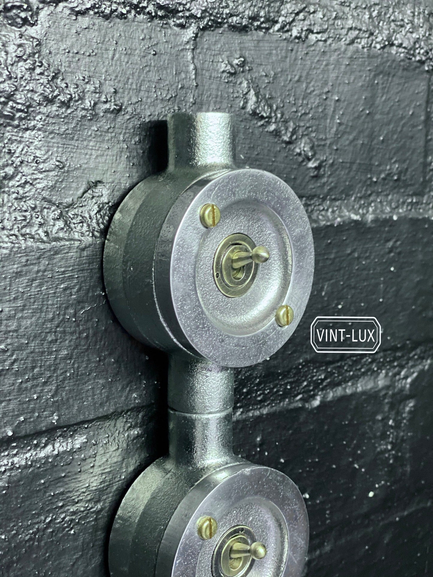 Double Gang Solid Cast Conduit Metal Light Switch Industrial 2 Way by Vintage-Electrical