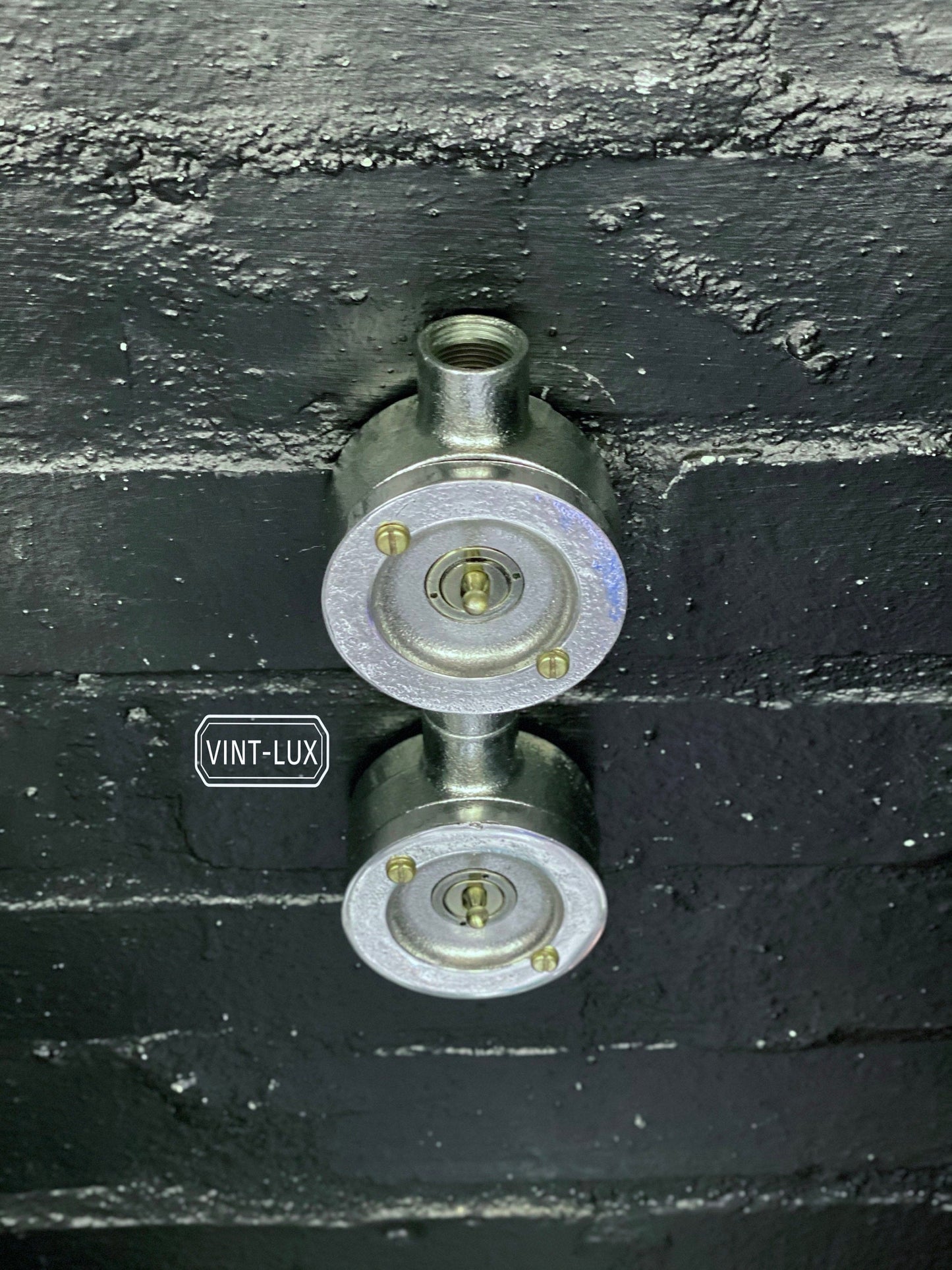 Double Gang Solid Cast Conduit Metal Light Switch Industrial 2 Way by Vintage-Electrical