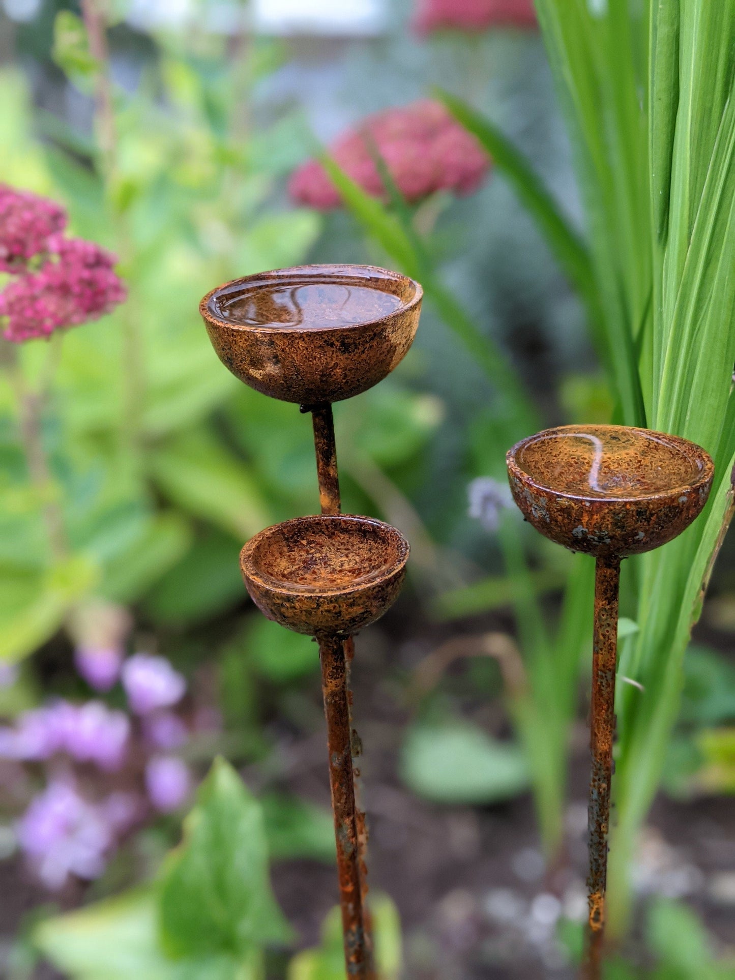 Small Rain Catcher Trio Garden Stakes
