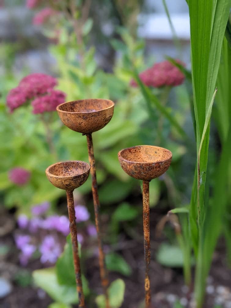 Small Rain Catcher Trio Garden Stakes