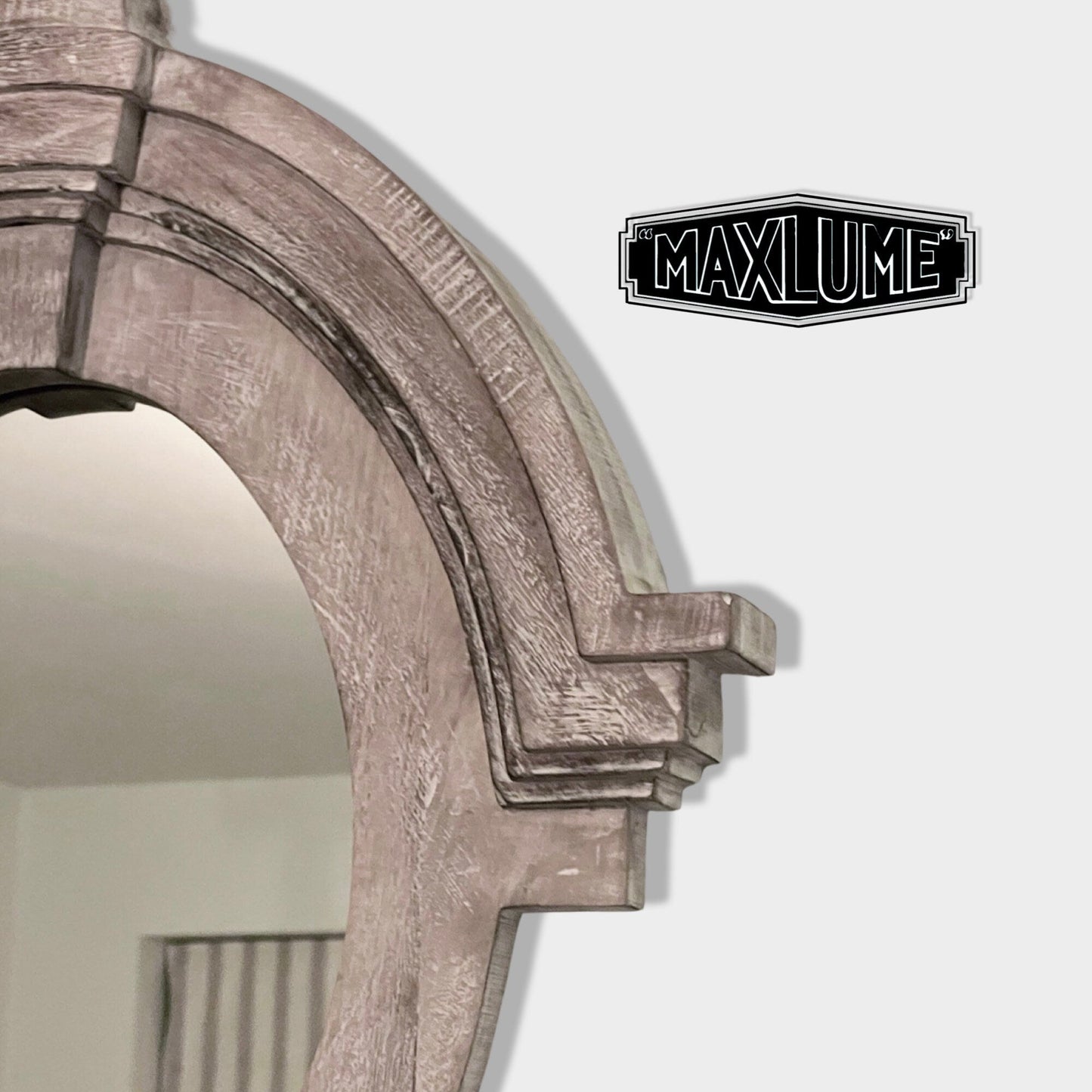 Mansard Architectural Oval Wall Mirror - Distressed Grey Wood Frame by Vintage-Electrical