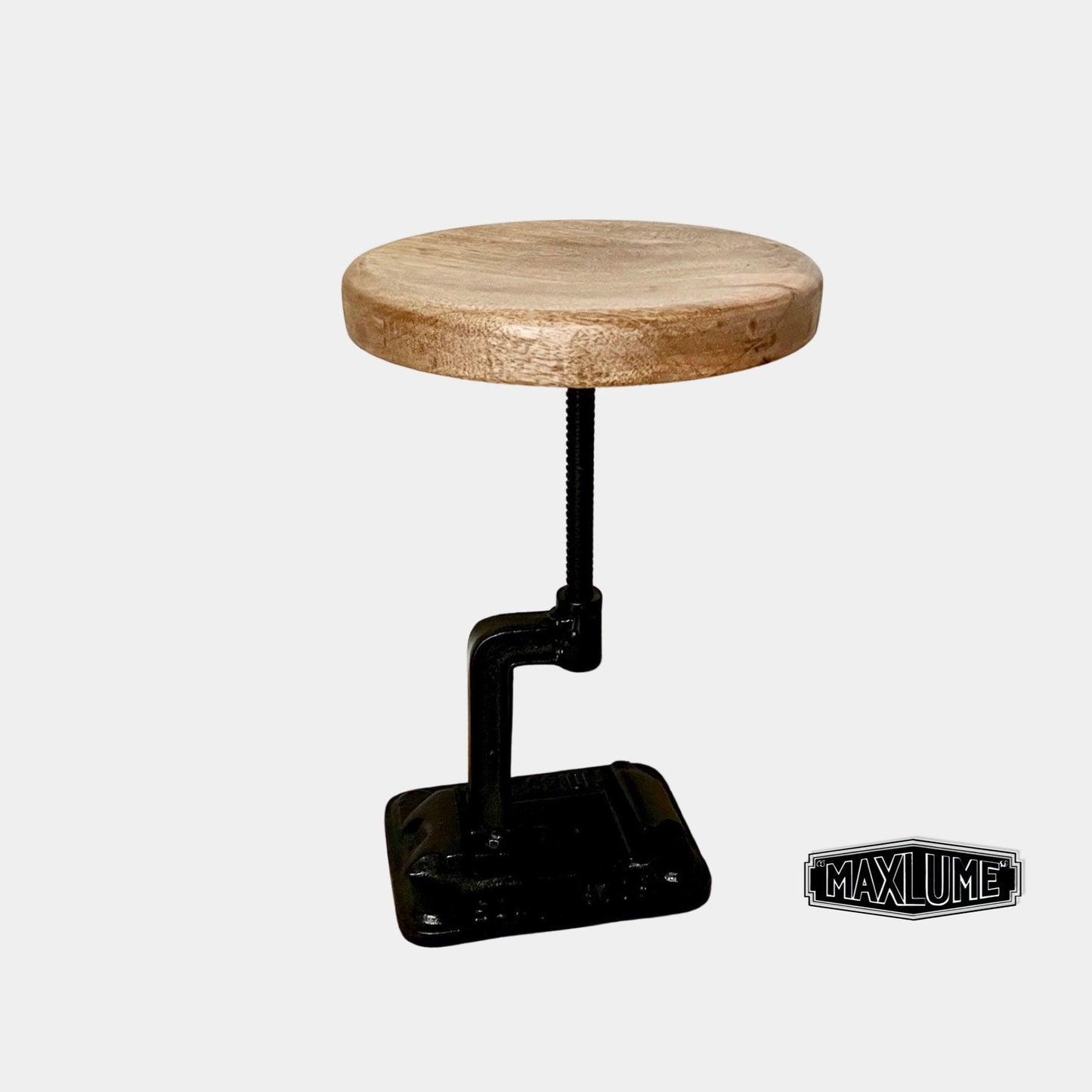 Vice Clamp Industrial Solid Bar Stool Wood or Leather Top by Vintage-Electrical
