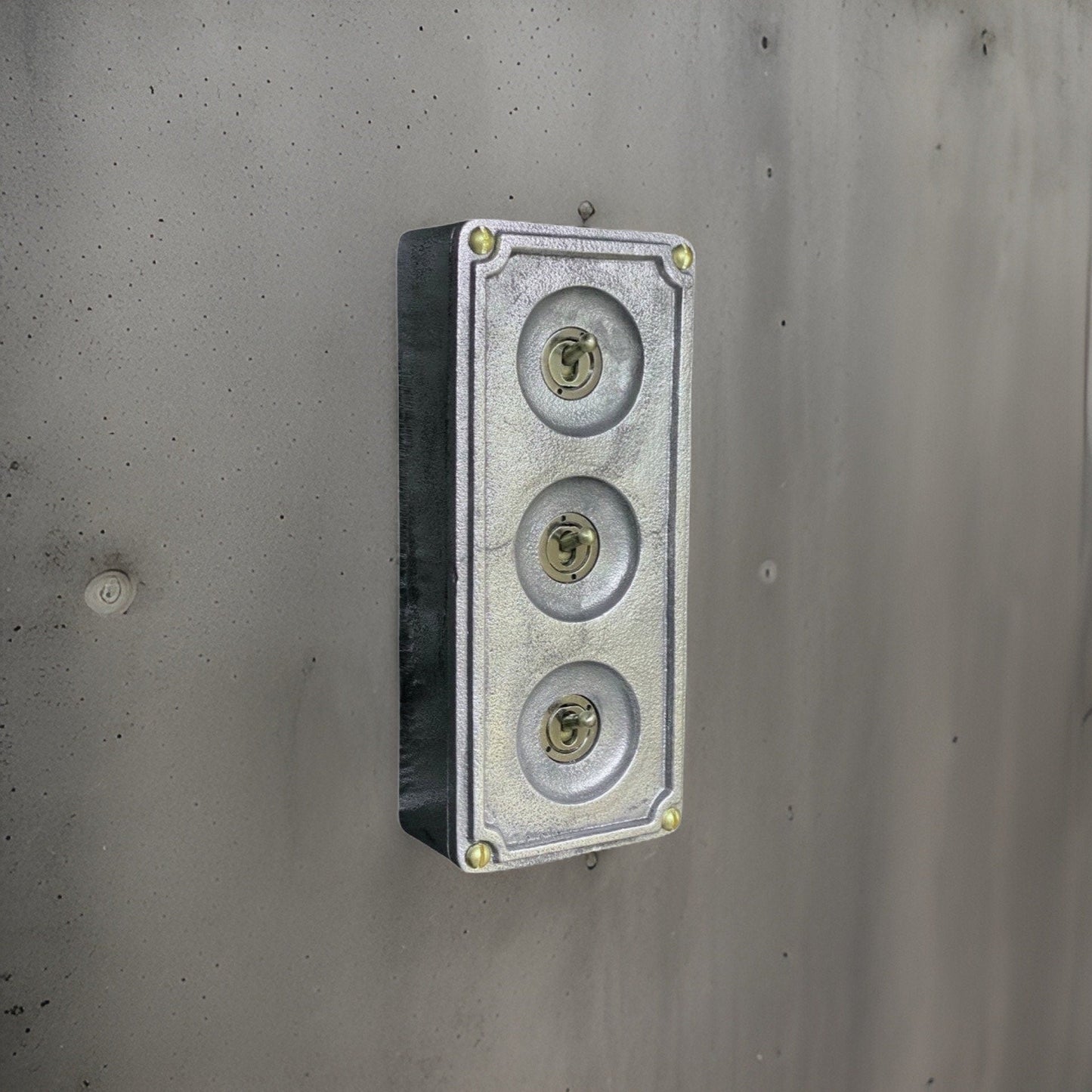 3 Gang 2 Way Solid Cast Metal Surface Mounting Conduit Light Switch Industrial - BS EN Approved Vintage 1950’s Britmac Style by Vintage-Electrical