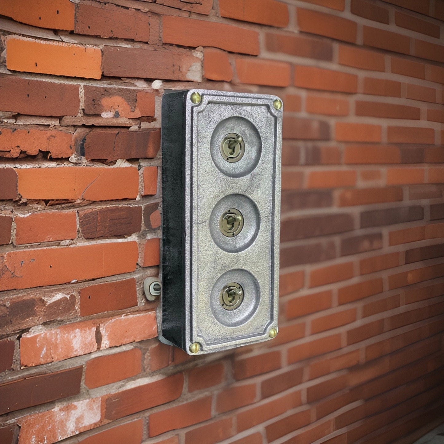3 Gang 2 Way Solid Cast Metal Surface Mounting Conduit Light Switch Industrial - BS EN Approved Vintage 1950’s Britmac Style by Vintage-Electrical