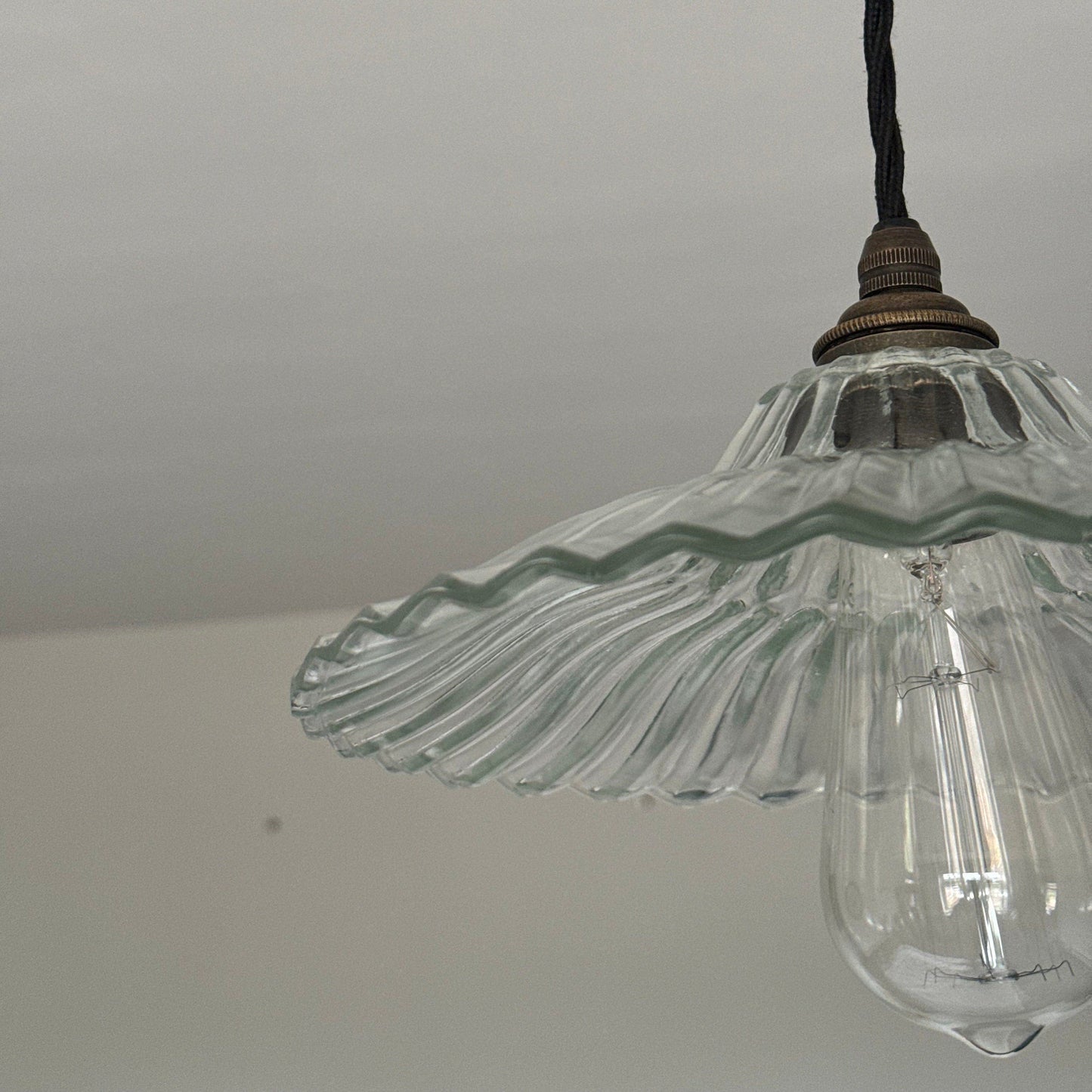 Lenwade ~ Prismatic Glass Shade Light Pendant Set by Vintage-Electrical