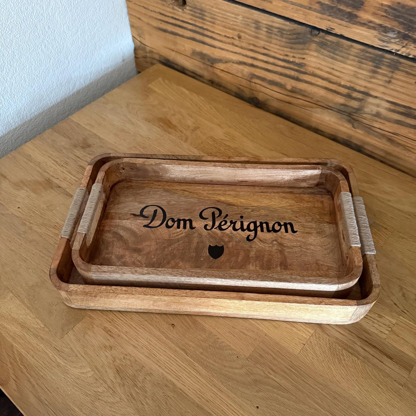 Wooden Serving Trays Dom Pérignon Champagne by Vintage-Electrical