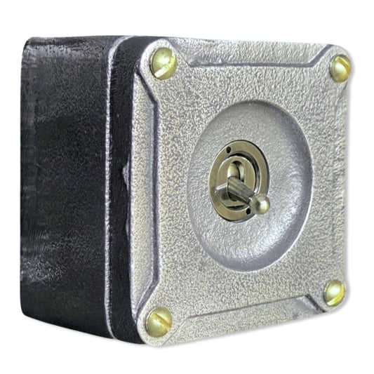 Single Gang 2 Way Conduit Surface Mounting Light Switch Solid Cast Metal Industrial ~ BS EN Approved Vintage Britmac Style by Vintage-Electrical
