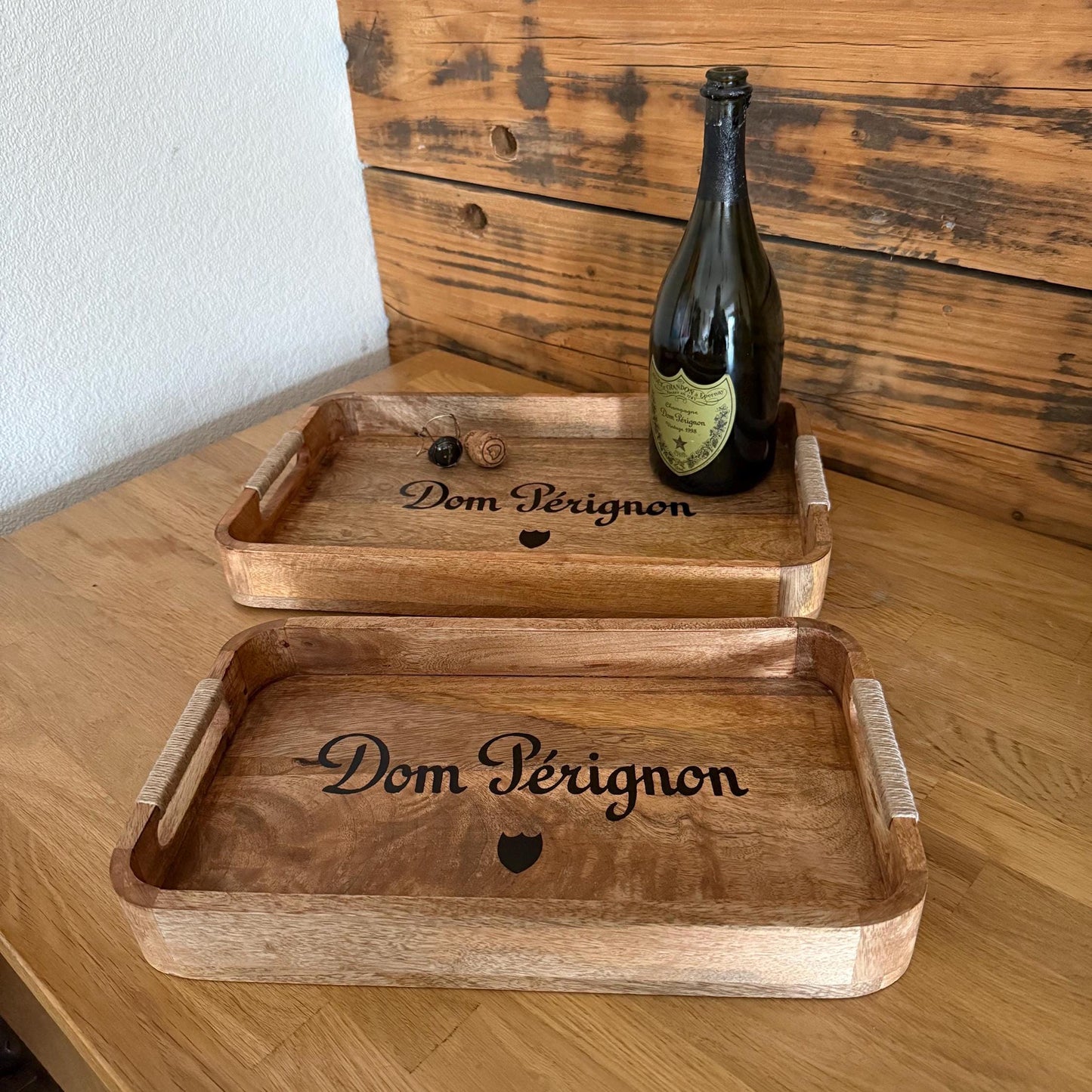 Wooden Serving Trays Dom Pérignon Champagne by Vintage-Electrical