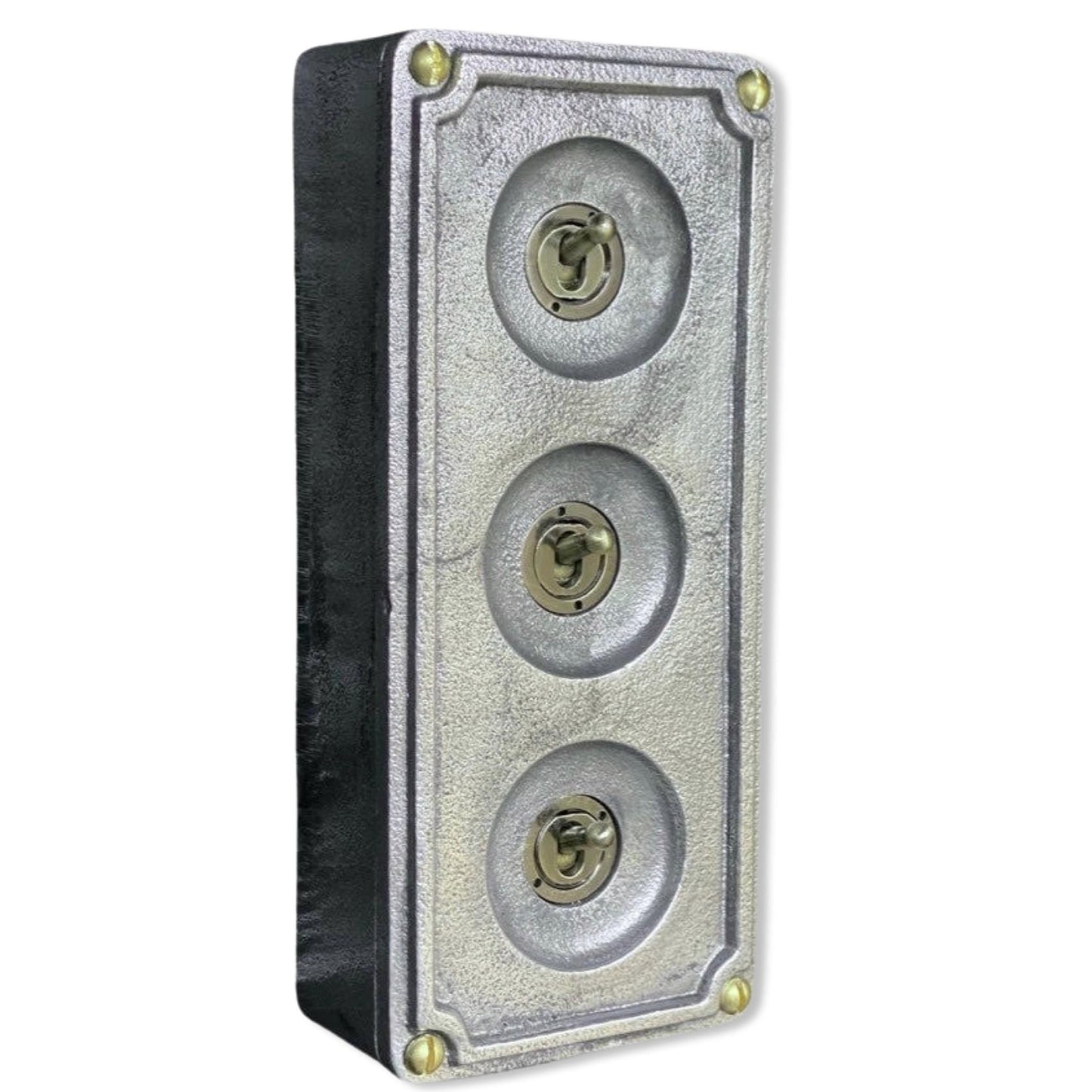 3 Gang 2 Way Solid Cast Metal Surface Mounting Conduit Light Switch Industrial - BS EN Approved Vintage 1950’s Britmac Style by Vintage-Electrical