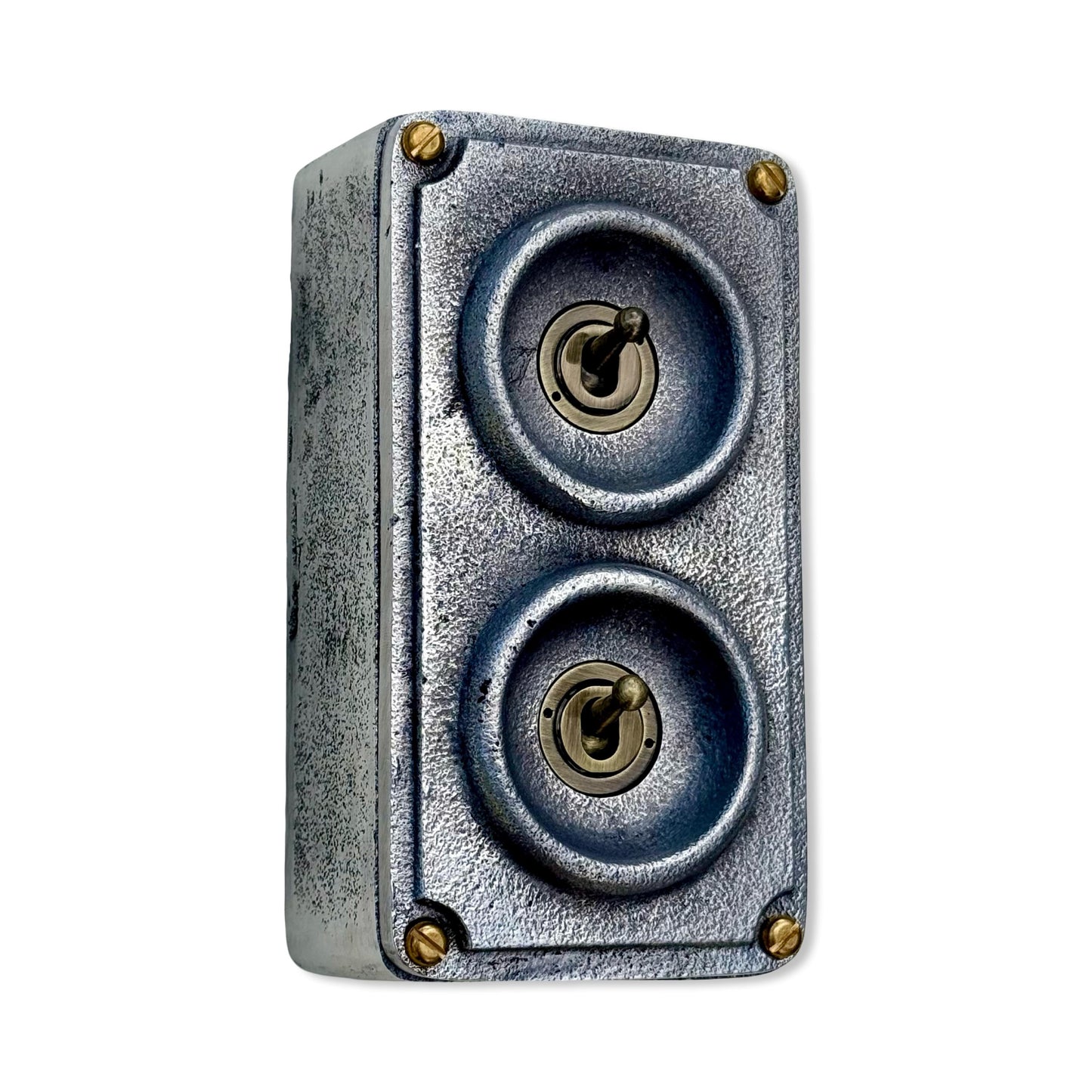 Double 2 Gang Solid Cast Metal Conduit Light Switch Industrial 2 Way - Vintage Crabtree Style by Vintage-Electrical