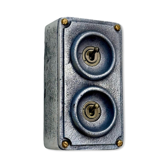 Double 2 Gang Solid Cast Metal Conduit Light Switch Industrial 2 Way - Vintage Crabtree Style by Vintage-Electrical