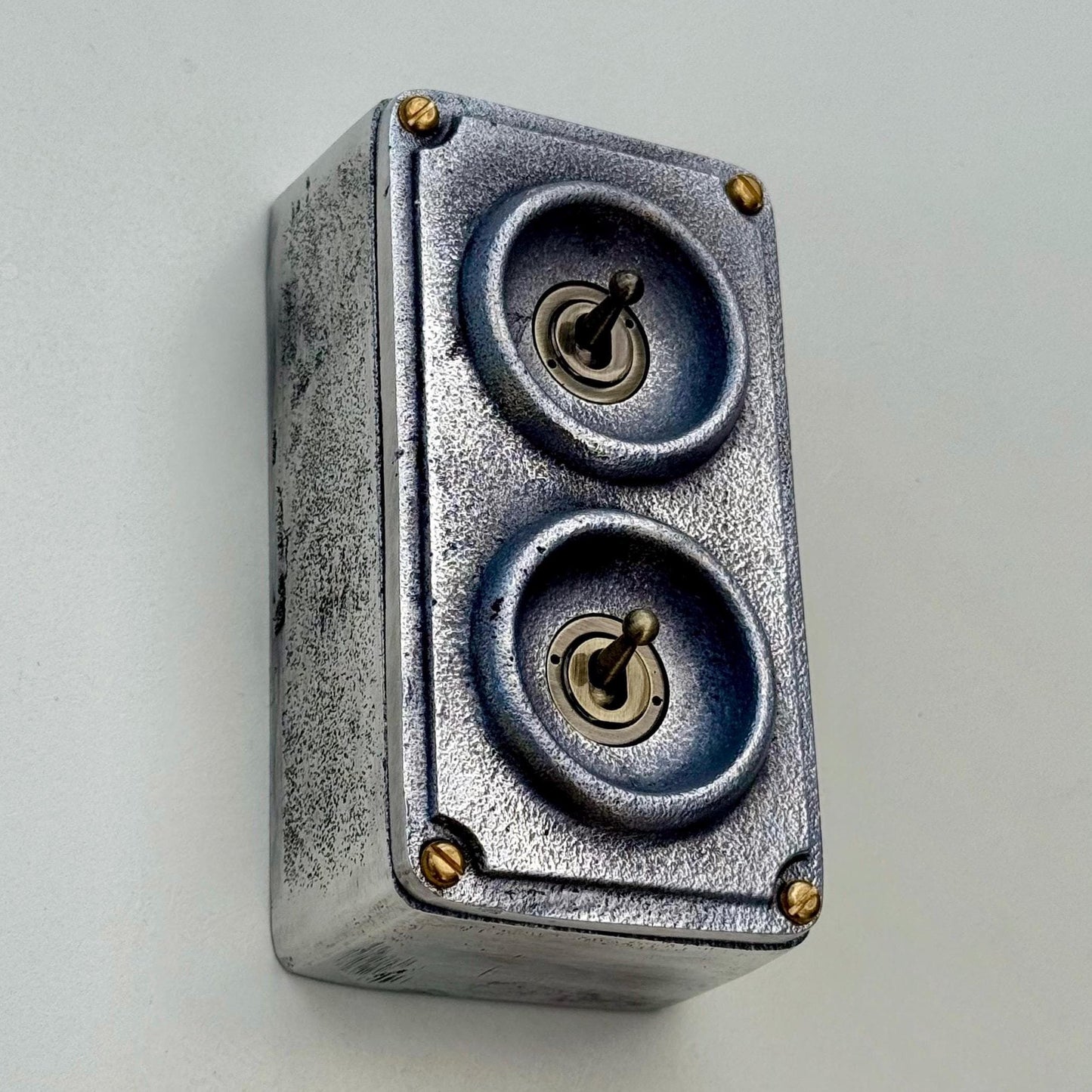 Double 2 Gang Solid Cast Metal Conduit Light Switch Industrial 2 Way - Vintage Crabtree Style by Vintage-Electrical