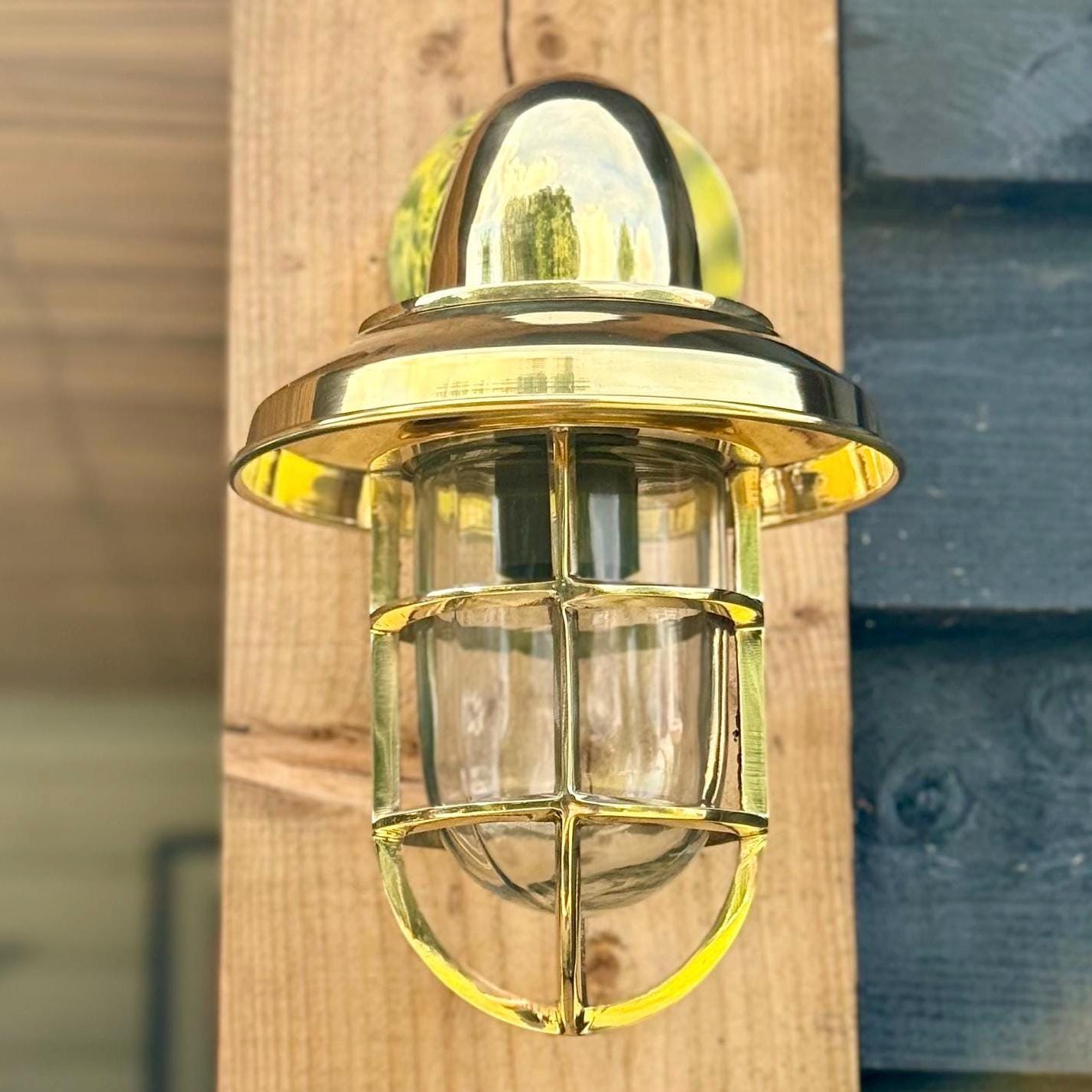 Wells - Solid Brass Bulkhead Outdoor & Bathroom Wall Light by Vintage-Electrical