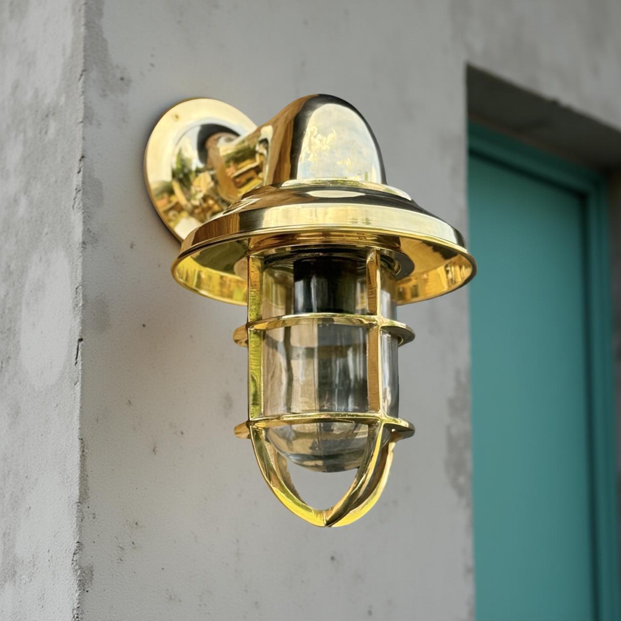 Wells - Solid Brass Bulkhead Outdoor & Bathroom Wall Light by Vintage-Electrical
