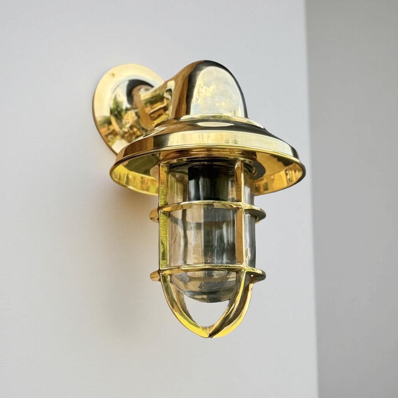 Wells - Solid Brass Bulkhead Outdoor & Bathroom Wall Light by Vintage-Electrical