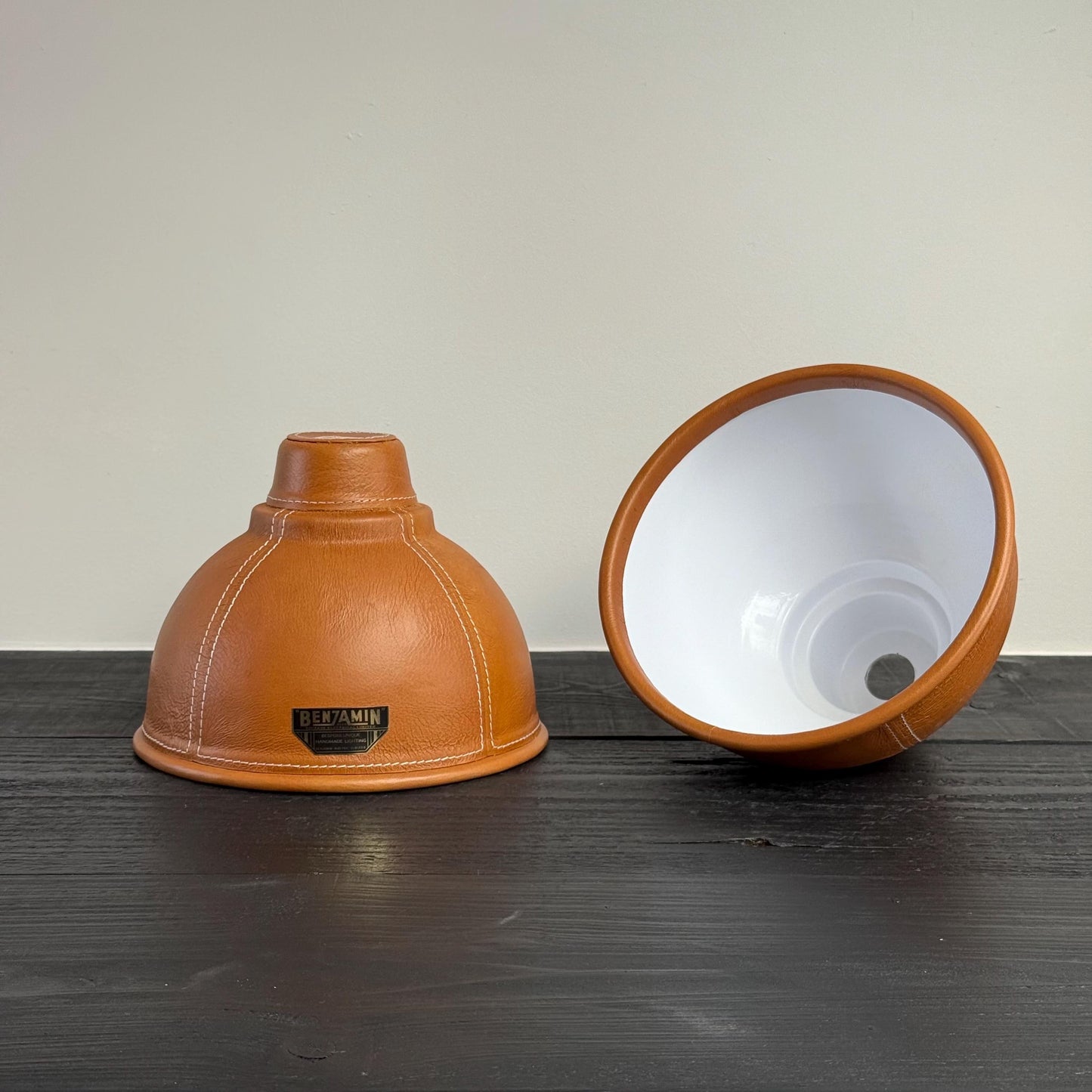 Trimingham ~ Real Genuine Leather Hand Stitched Solid Lampshade Pendant Set Light ~ 8.5 Inch by Vintage-Electrical