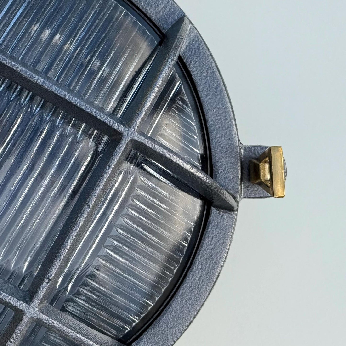 Wroxham ~ Cast Pewter Caged Nautical Bulkhead Wall Light Industrial Ceiling Fixture by Vintage-Electrical