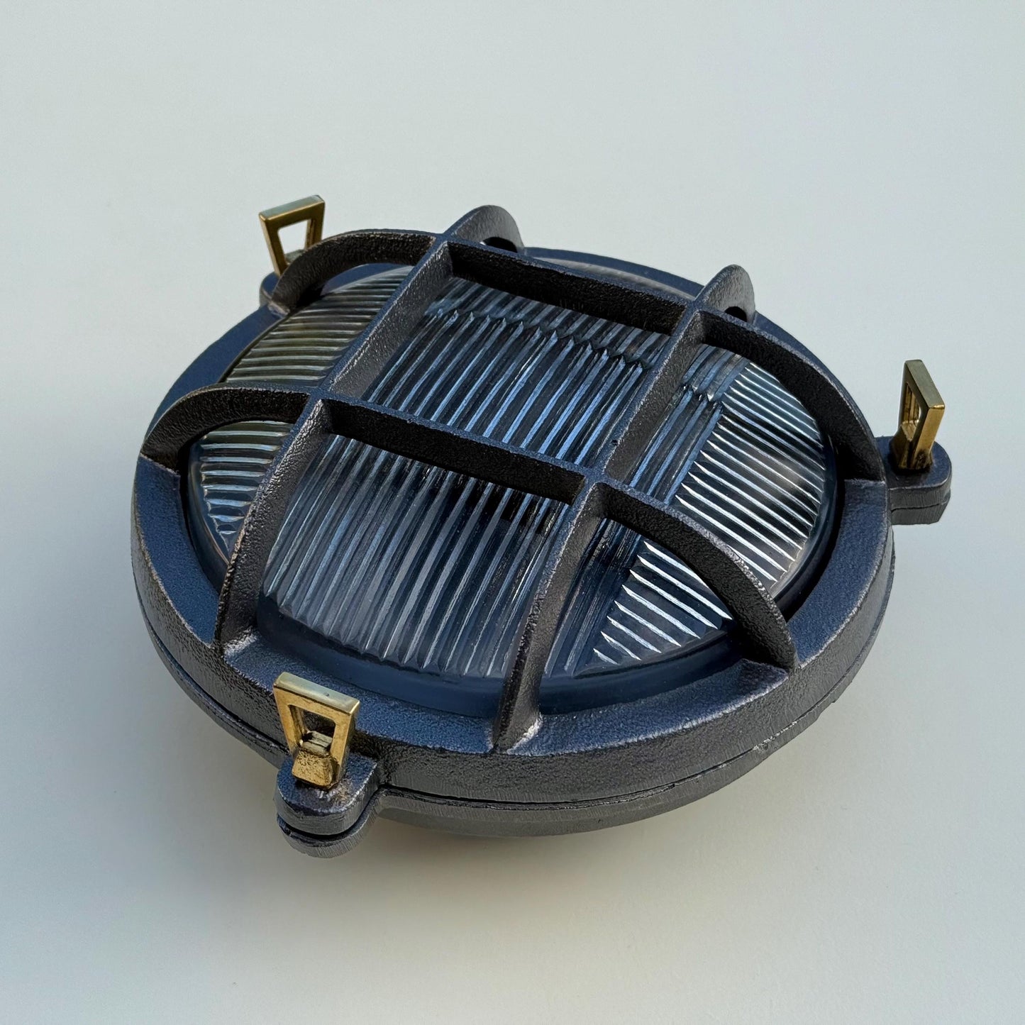 Wroxham ~ Cast Pewter Caged Nautical Bulkhead Wall Light Industrial Ceiling Fixture by Vintage-Electrical