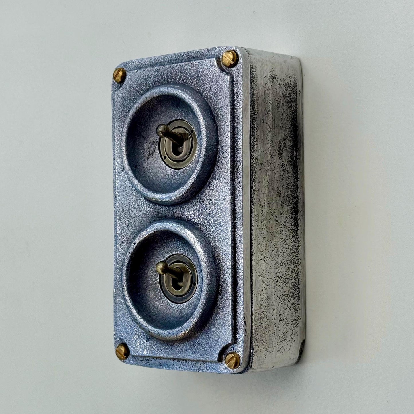 Double 2 Gang Solid Cast Metal Conduit Light Switch Industrial 2 Way - Vintage Crabtree Style by Vintage-Electrical