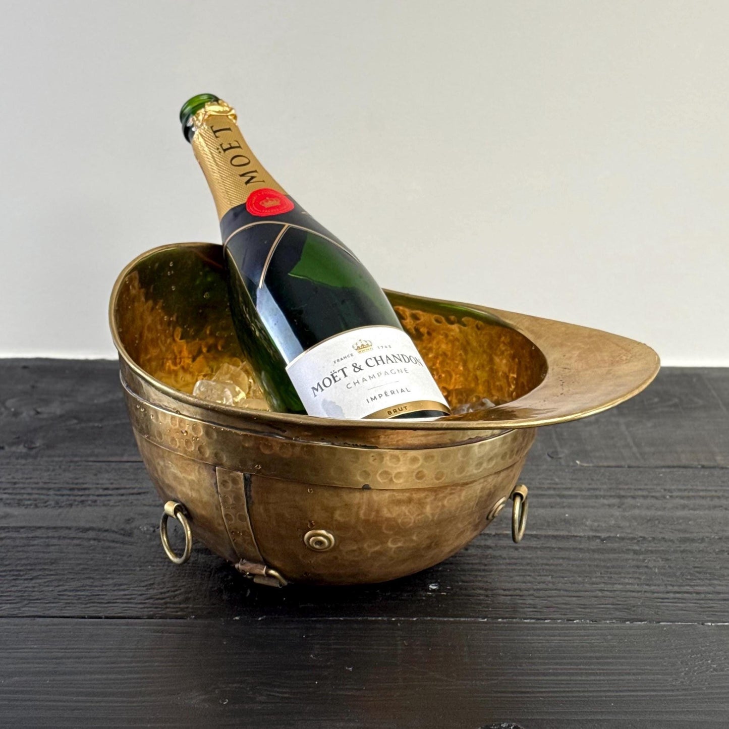 Polo Helmet Solid Antique Brass Champagne Ice Bucket | Wine Cooler by Vintage-Electrical