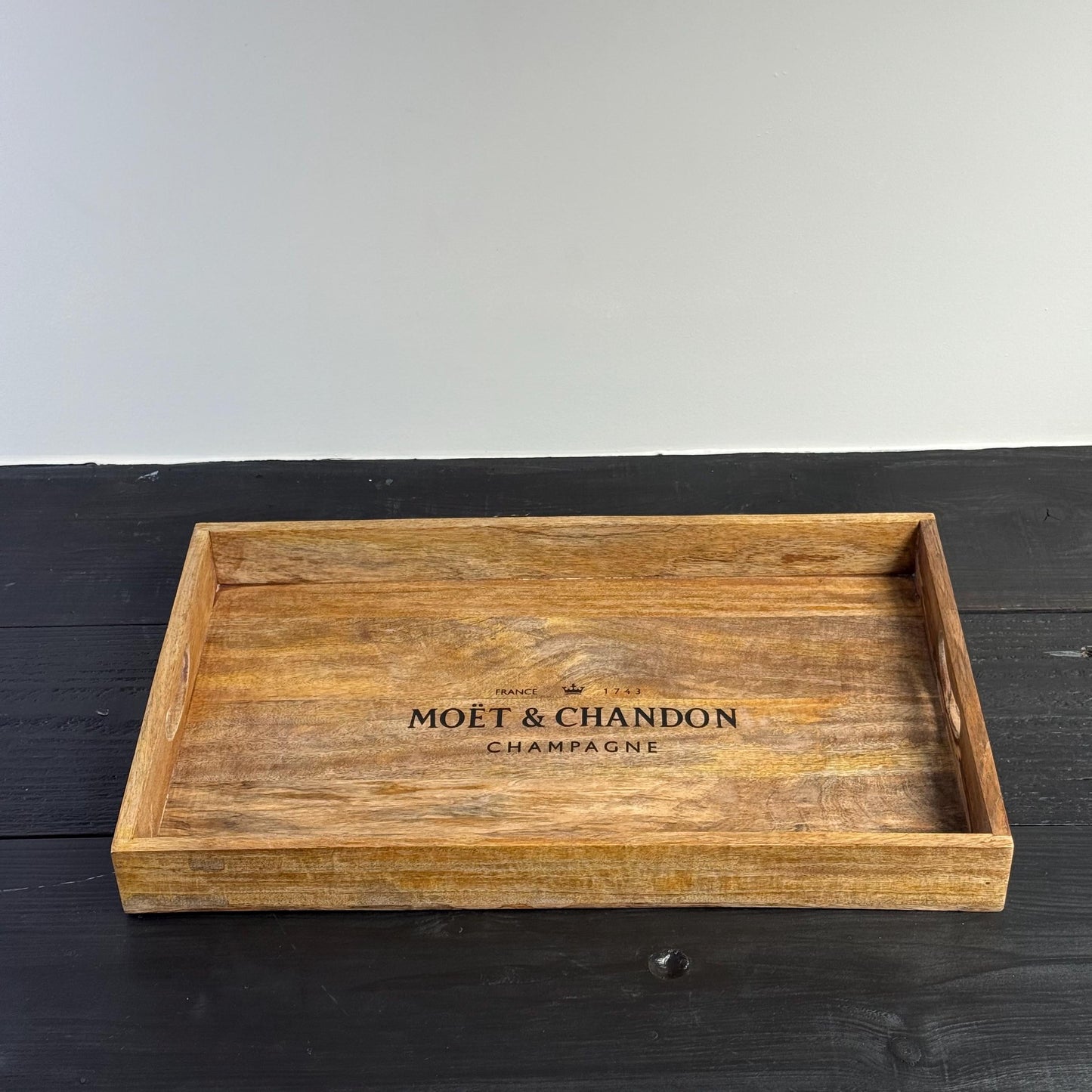Wooden Serving Trays Moët & Chandon Champagne Butlers Crates Storage Boxes Natural Finish by Vintage-Electrical