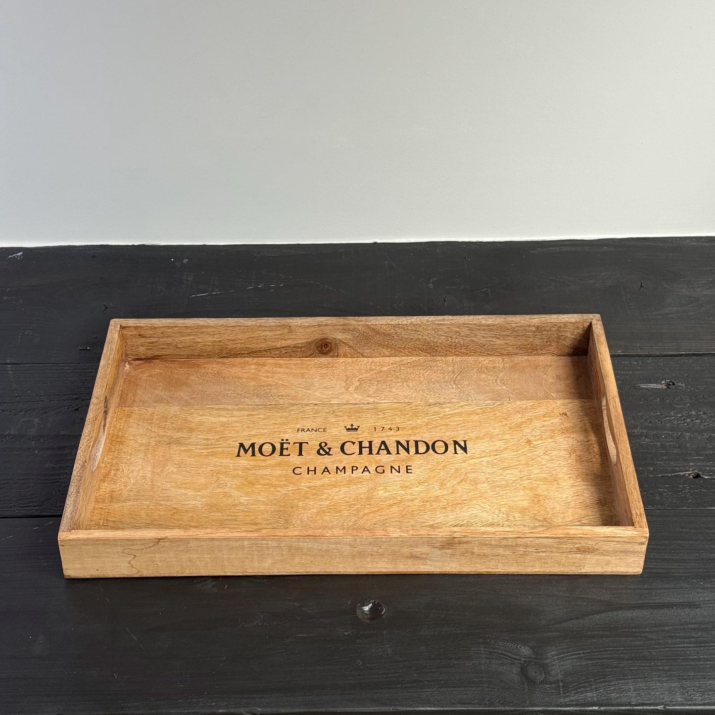 Wooden Serving Trays Moët & Chandon Champagne Butlers Crates Storage Boxes Natural Finish by Vintage-Electrical