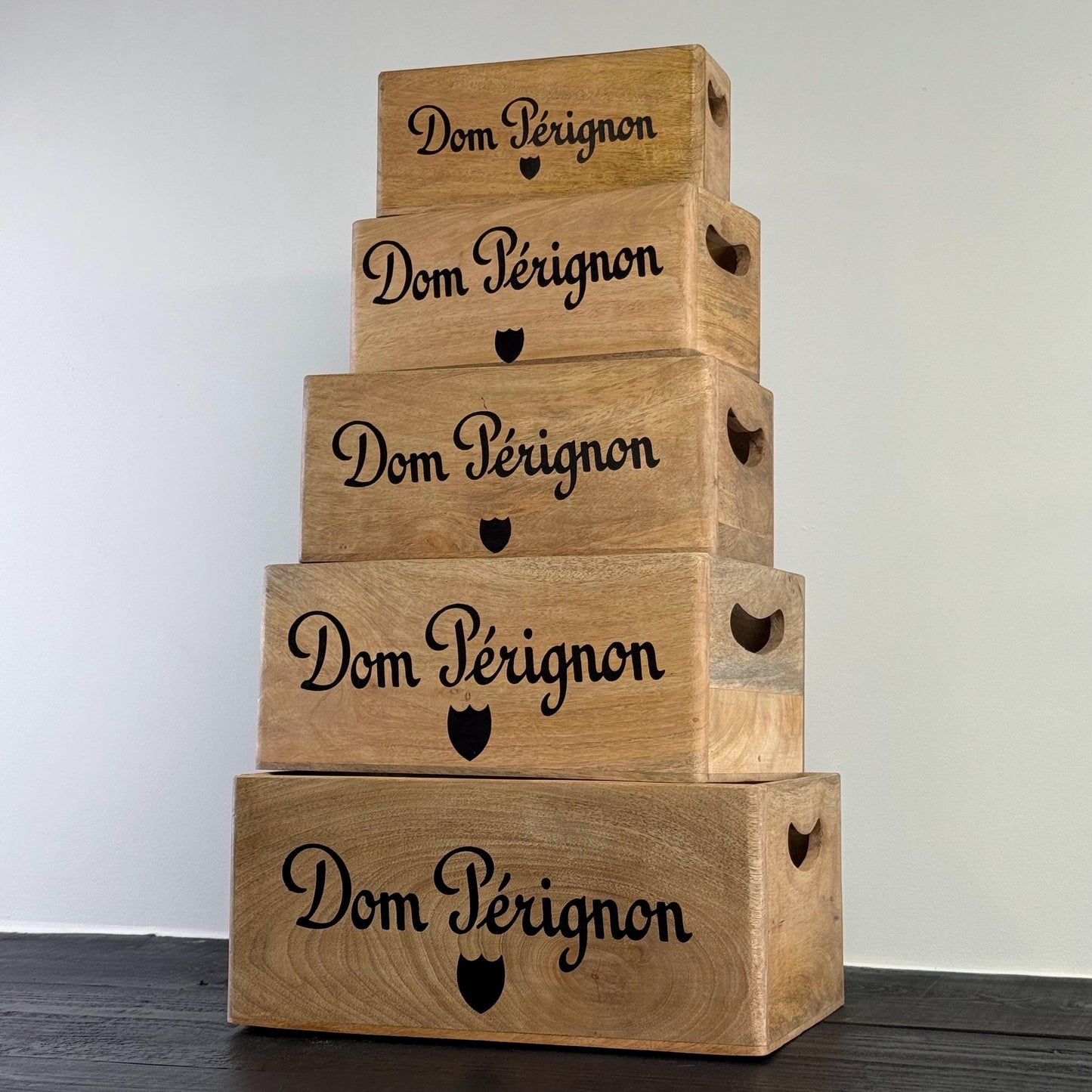 Dom Perignon Storage Wooden Champagne Crates Natural Finish by Vintage-Electrical
