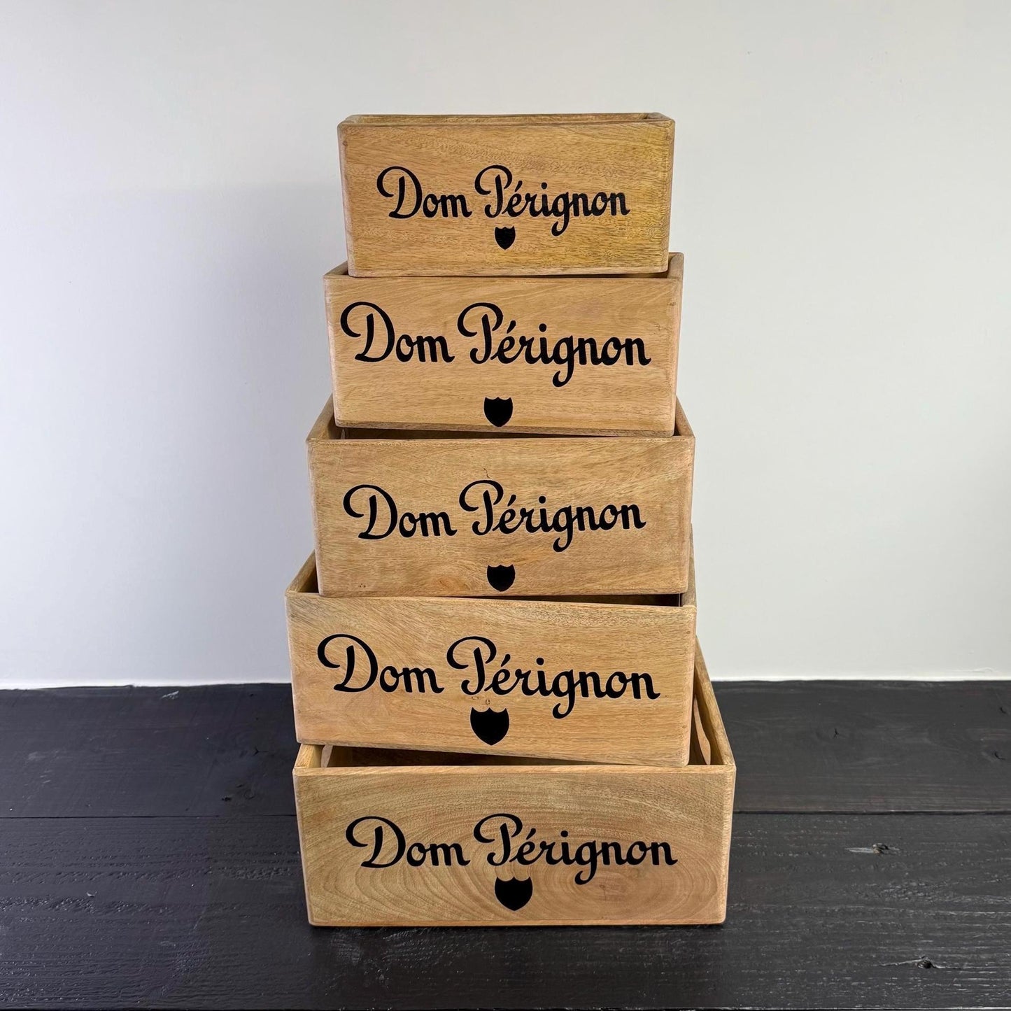 Dom Perignon Storage Wooden Champagne Crates Natural Finish by Vintage-Electrical