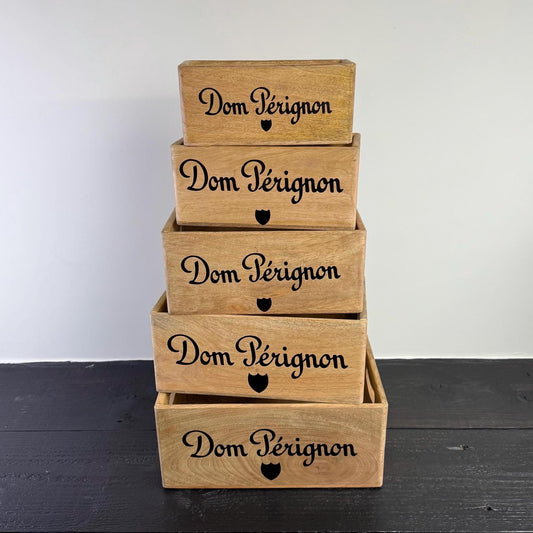 Dom Perignon Storage Wooden Champagne Crates Natural Finish by Vintage-Electrical