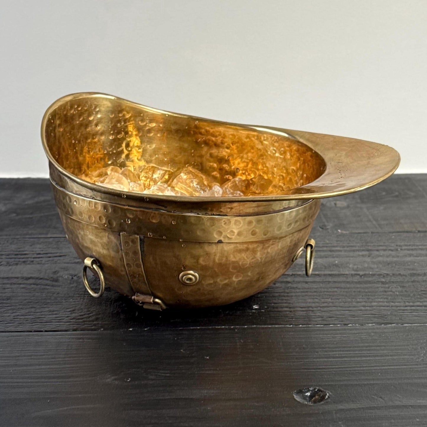 Polo Helmet Solid Antique Brass Champagne Ice Bucket | Wine Cooler by Vintage-Electrical