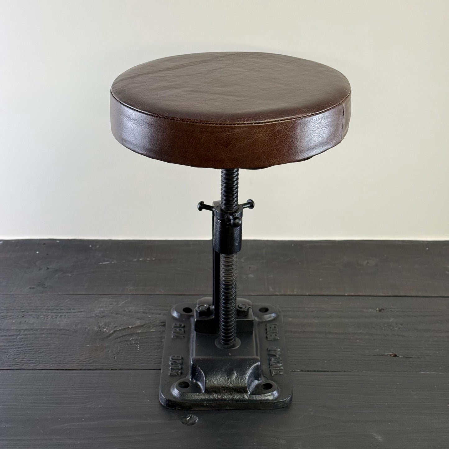 Vice Clamp Industrial Solid Bar Stool Wood or Leather Top by Vintage-Electrical