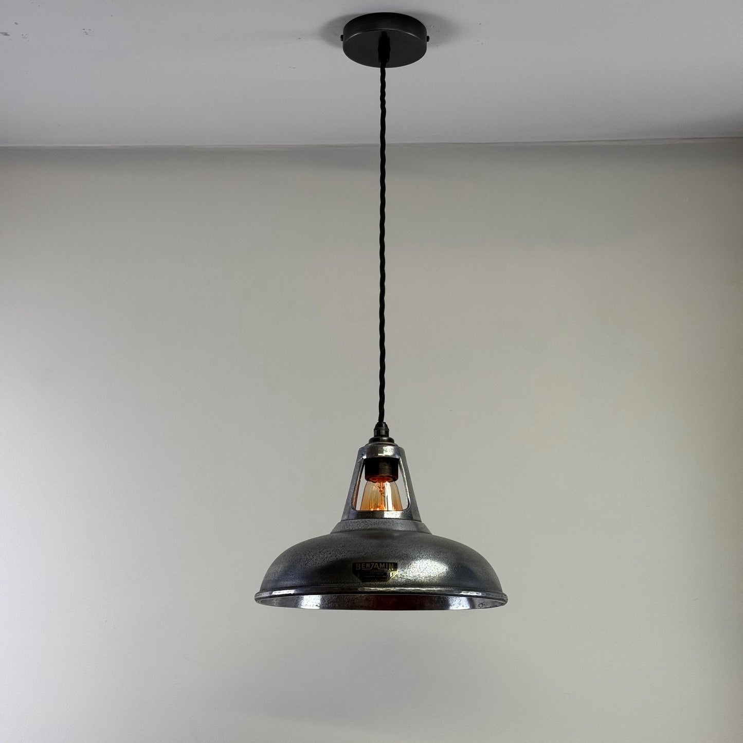 Cawston - Silver Solid Cast Aluminium Lampshade Pendant Set Light - 11 Inch by Vintage-Electrical