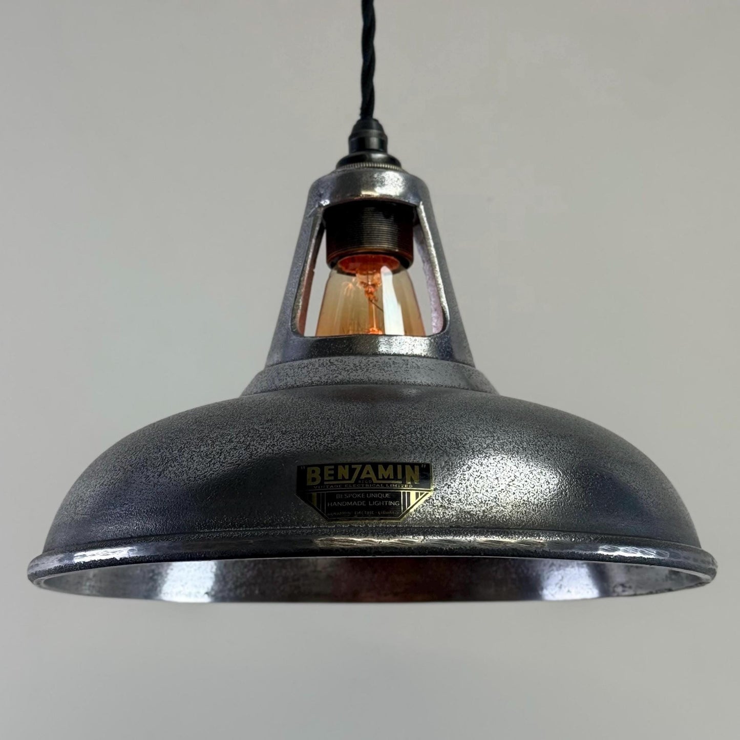 Cawston - Silver Solid Cast Aluminium Lampshade Pendant Set Light - 11 Inch by Vintage-Electrical