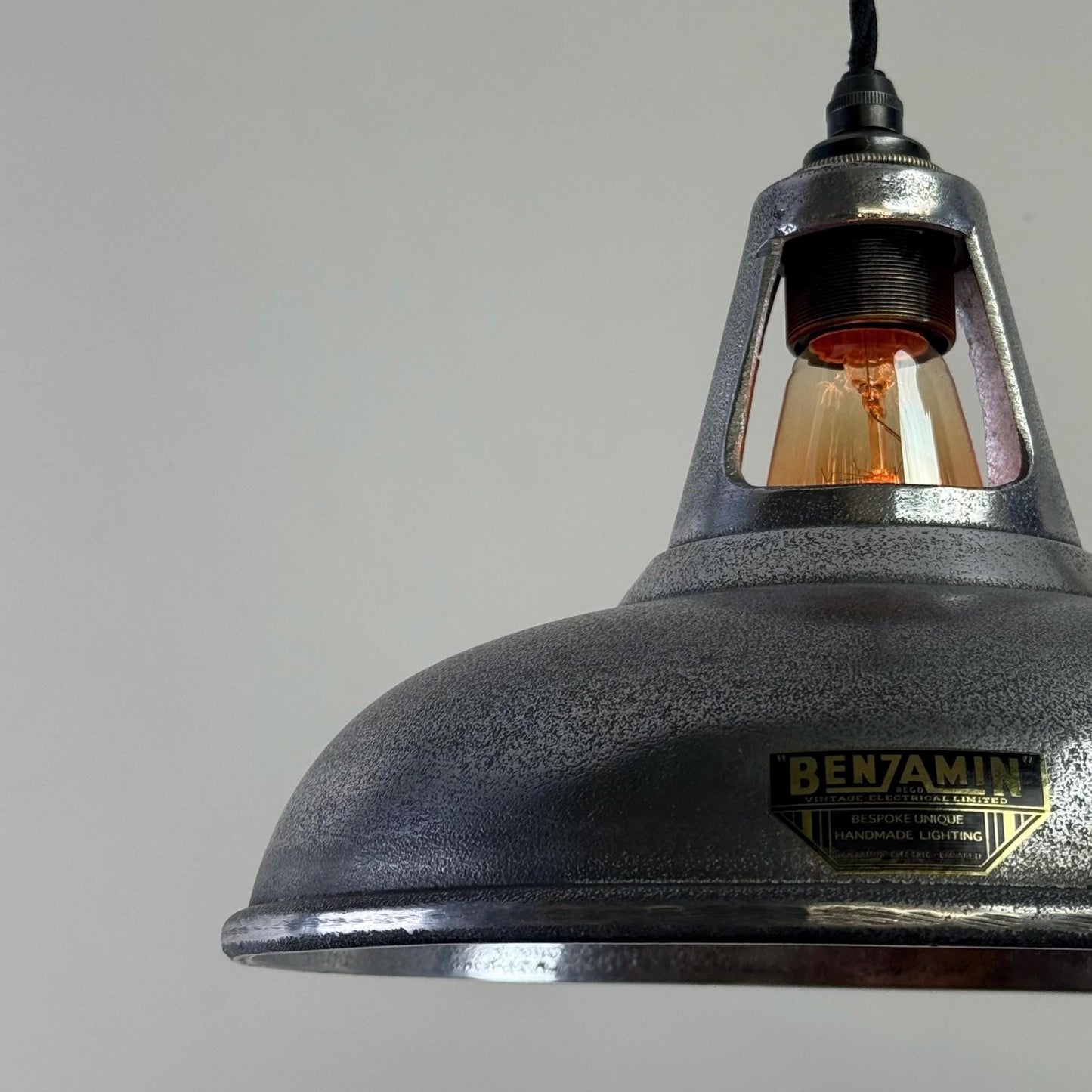Cawston - Silver Solid Cast Aluminium Lampshade Pendant Set Light - 11 Inch by Vintage-Electrical