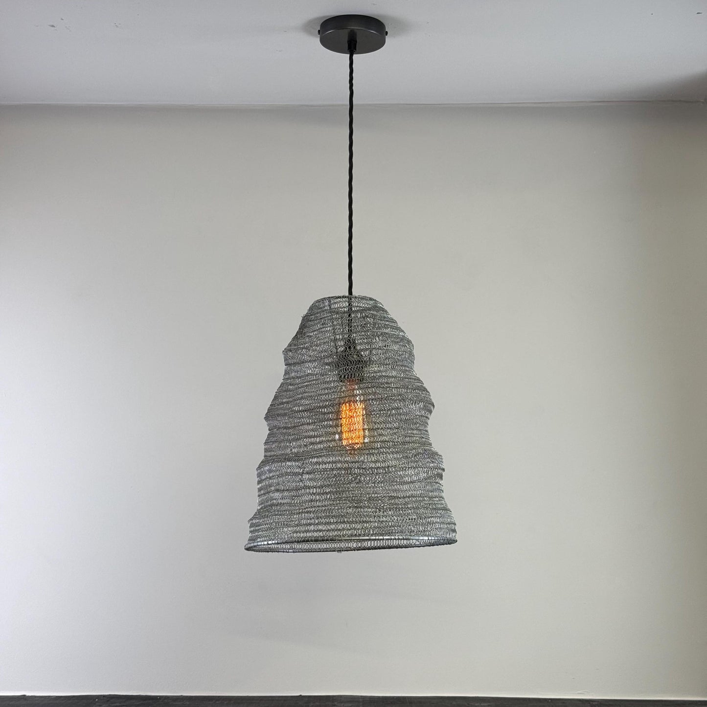 Walton ~ Beehive Large Silver Wire Mesh Lampshade Pendant Ceiling Light by Vintage-Electrical
