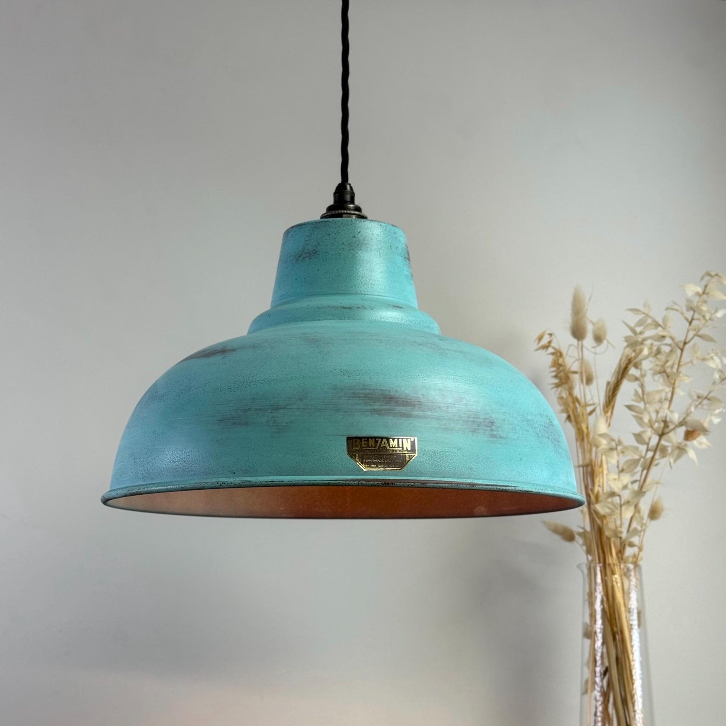 Salthouse XL - Copper Verdigris Patina Industrial Lampshade Pendant Light - 14.5 Inch by Vintage-Electrical