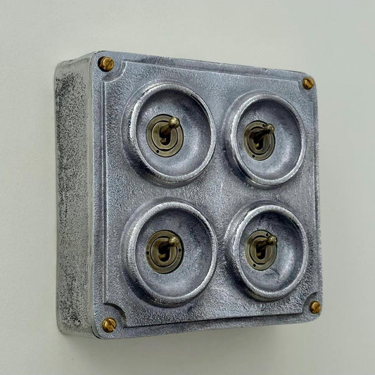 4 Gang 2 Way Solid Cast Metal Conduit Light Switch Industrial - Vintage Crabtree Style by Vintage-Electrical
