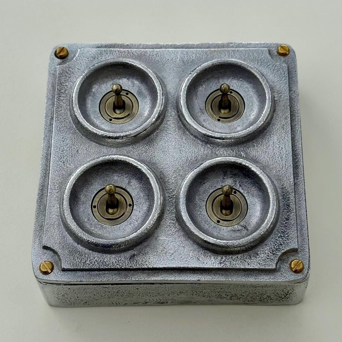 4 Gang 2 Way Solid Cast Metal Conduit Light Switch Industrial - Vintage Crabtree Style by Vintage-Electrical