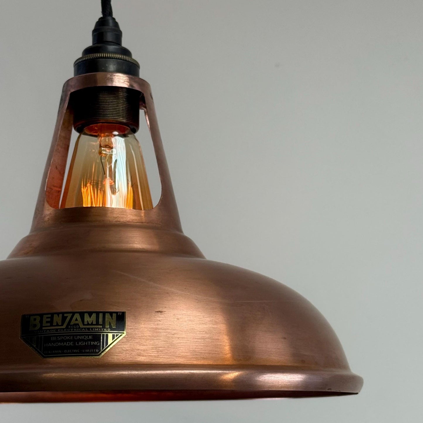 Cawston - Antique Copper Slotted Lampshade Pendant Ceiling Light - 11 Inch by Vintage-Electrical