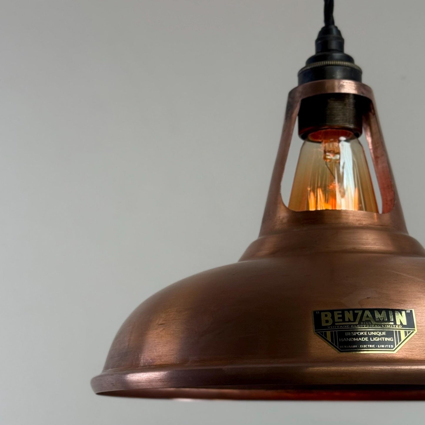Cawston - Antique Copper Slotted Lampshade Pendant Ceiling Light - 11 Inch by Vintage-Electrical