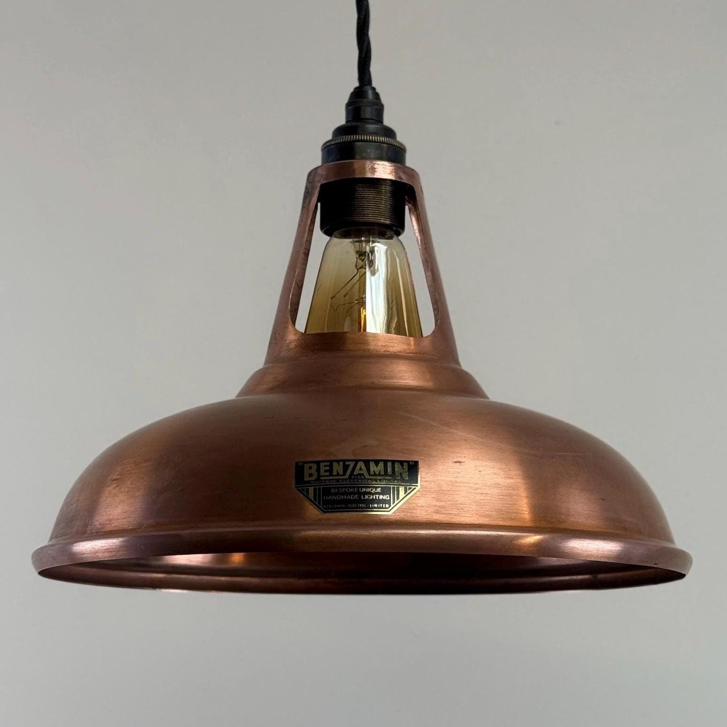 Cawston - Antique Copper Slotted Lampshade Pendant Ceiling Light - 11 Inch by Vintage-Electrical