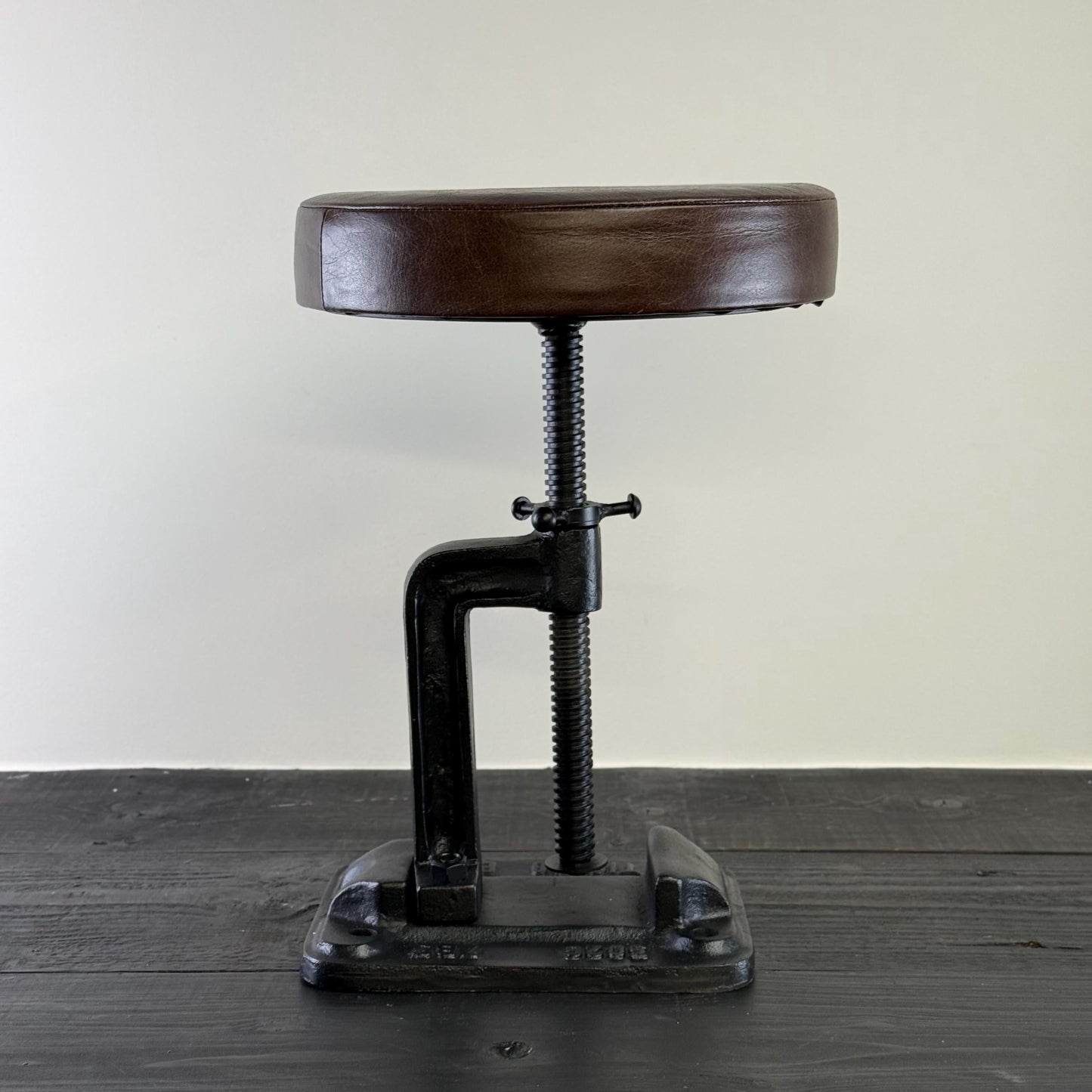 Vice Clamp Industrial Solid Bar Stool Wood or Leather Top by Vintage-Electrical