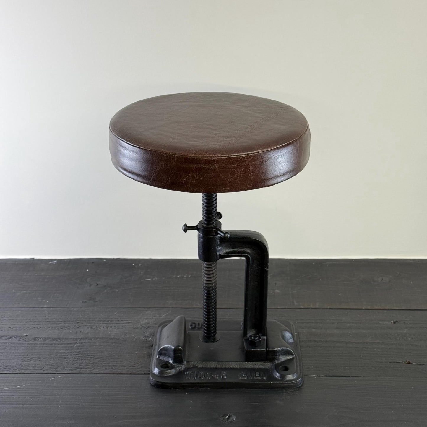 Vice Clamp Industrial Solid Bar Stool Wood or Leather Top by Vintage-Electrical