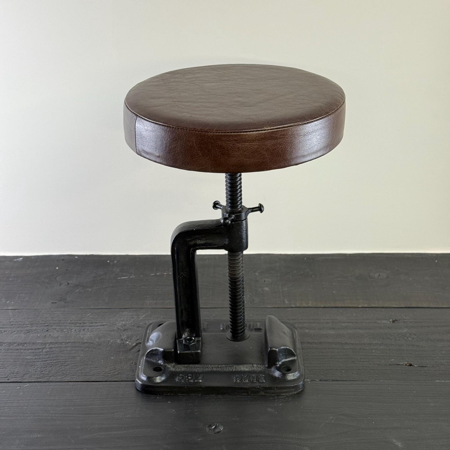 Vice Clamp Industrial Solid Bar Stool Wood or Leather Top by Vintage-Electrical
