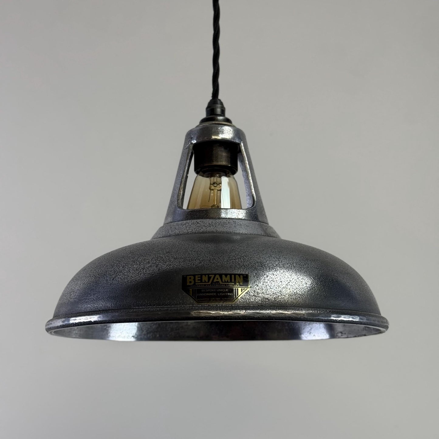 Cawston - Silver Solid Cast Aluminium Lampshade Pendant Set Light - 11 Inch by Vintage-Electrical